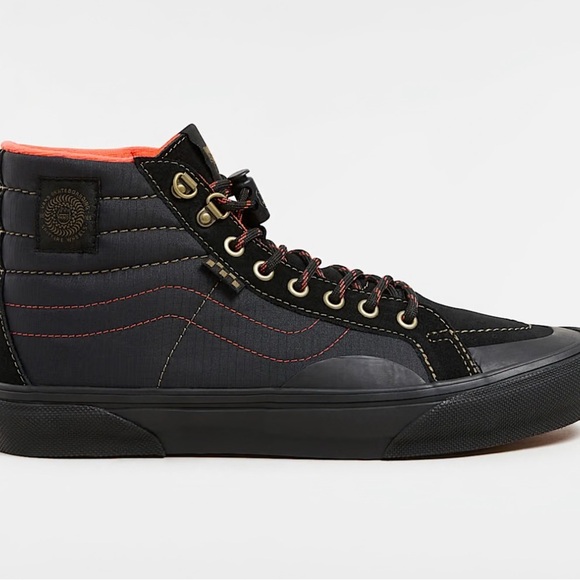 Vans Skate Sk8-Hi Reissue X Spitfire Black and Flame Orange High-Top Sneakers Si - Picture 1 of 6